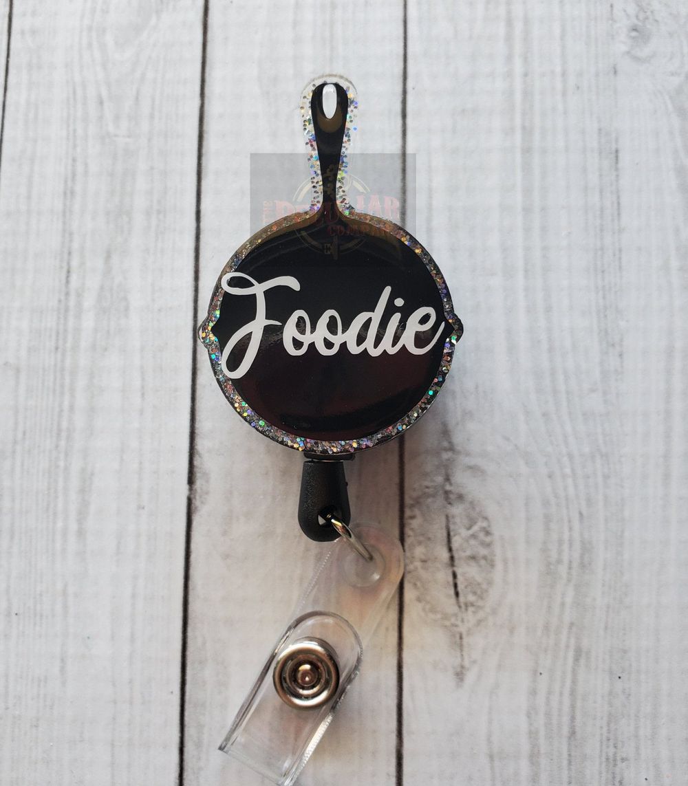 Foodie Skillet Badge Reel, Chef, Cook, Sous Chef, Kitchen, R...