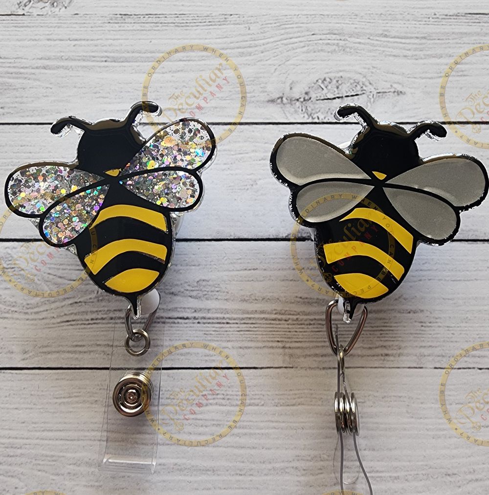 Honey Bee Badge Reel, Bee badge holder, Spring time badge, S...